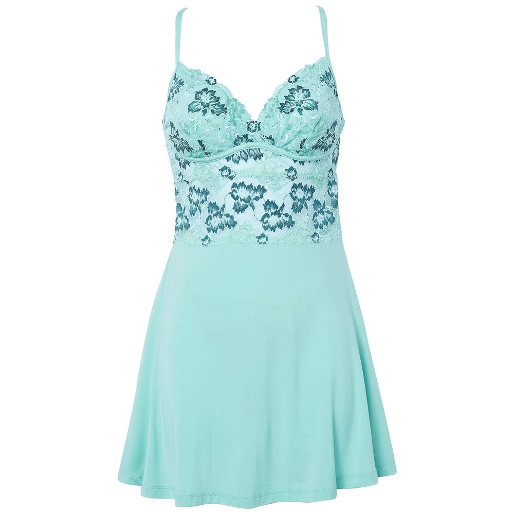 8949 Savona Chemise G-String Set, Congo Ghana Lagoon Mint, Small